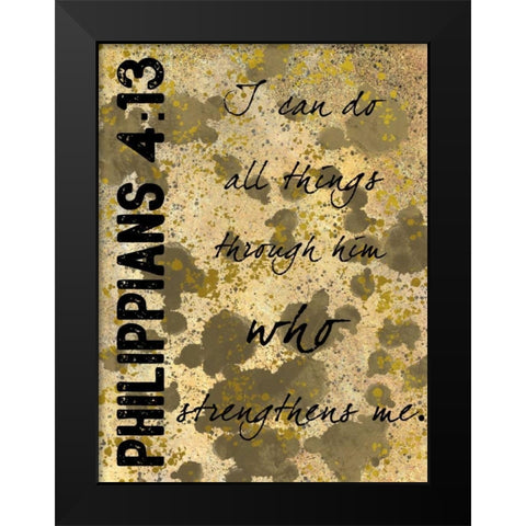 Philippians Strength Black Modern Wood Framed Art Print by Prime, Marcus