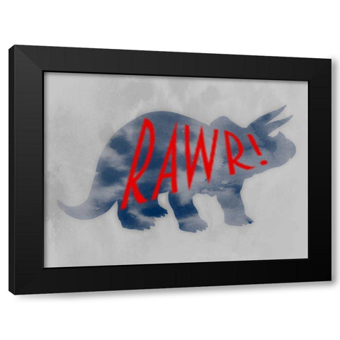 Dino Rawr Black Modern Wood Framed Art Print by Prime, Marcus