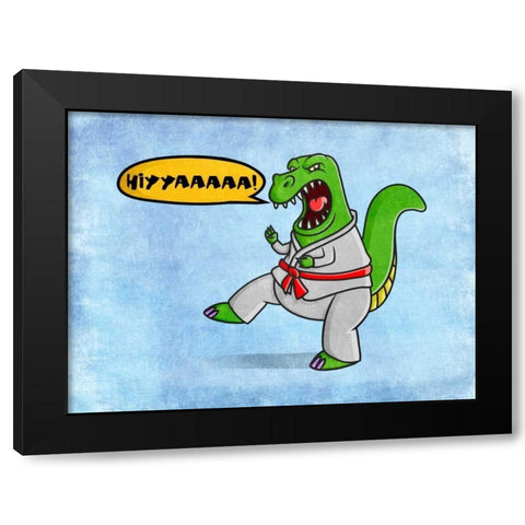 Karate Dino Black Modern Wood Framed Art Print with Double Matting by Prime, Marcus