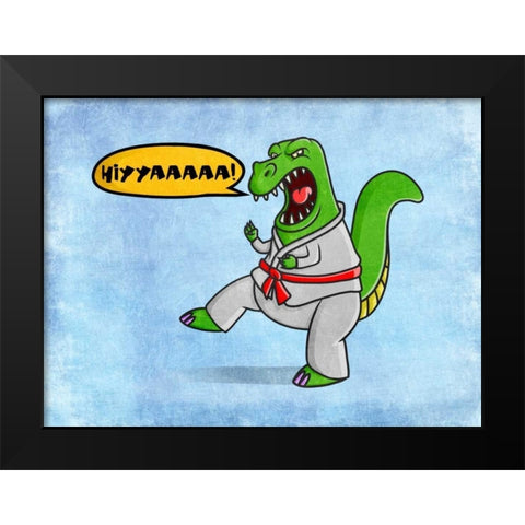 Karate Dino Black Modern Wood Framed Art Print by Prime, Marcus