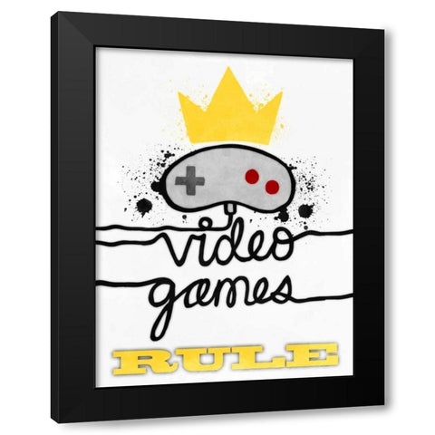Video Games Rule Black Modern Wood Framed Art Print with Double Matting by Prime, Marcus