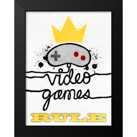 Video Games Rule Black Modern Wood Framed Art Print by Prime, Marcus