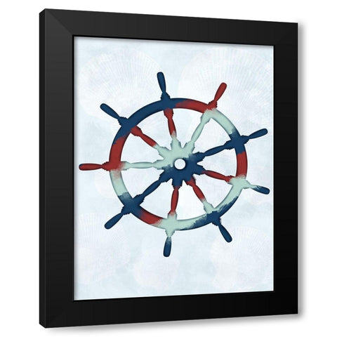 Stripped Ship Wheel Black Modern Wood Framed Art Print by Prime, Marcus