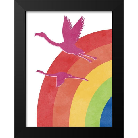 Flamingo Flight Black Modern Wood Framed Art Print by Prime, Marcus