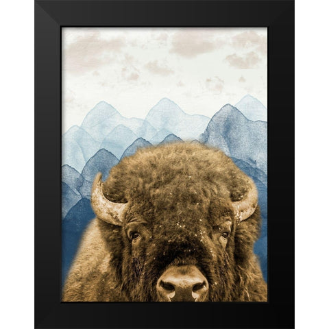 Mountain Fluffy Bison Black Modern Wood Framed Art Print by Prime, Marcus