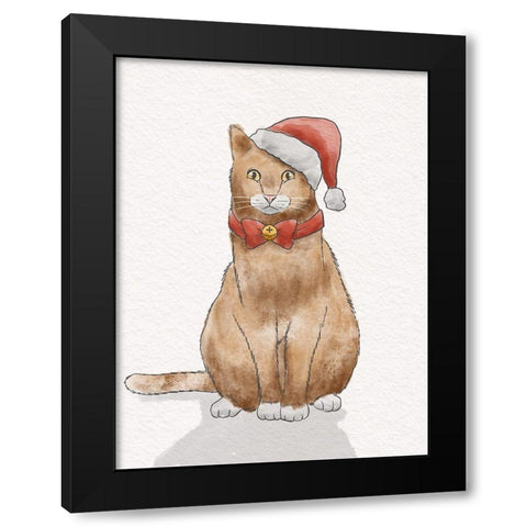 Holiday Kitty Black Modern Wood Framed Art Print with Double Matting by Prime, Marcus