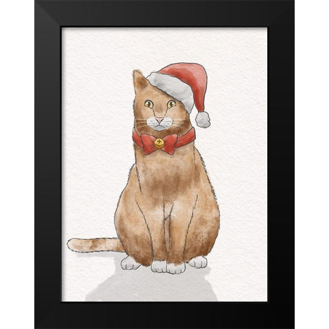 Holiday Kitty Black Modern Wood Framed Art Print by Prime, Marcus