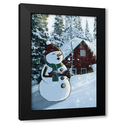 Winter Caroler Black Modern Wood Framed Art Print by Prime, Marcus
