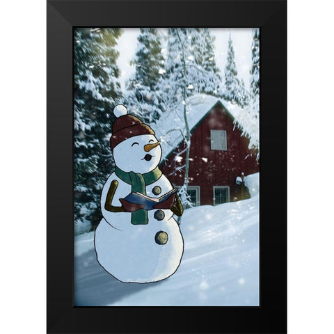 Winter Caroler Black Modern Wood Framed Art Print by Prime, Marcus