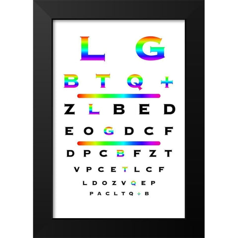 LGBTQ Eye Exam Black Modern Wood Framed Art Print by Prime, Marcus