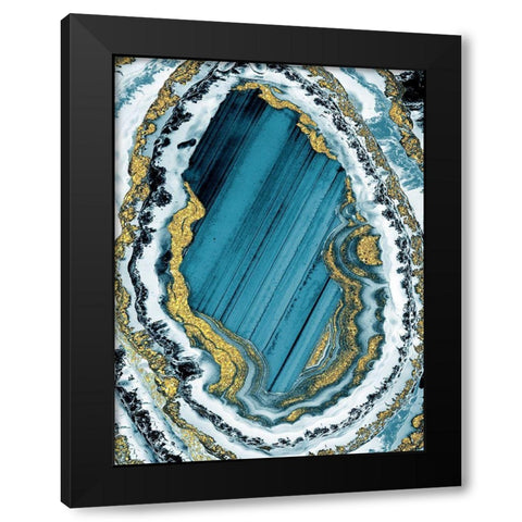 Golden Teal Geode 1 Black Modern Wood Framed Art Print by Prime, Marcus