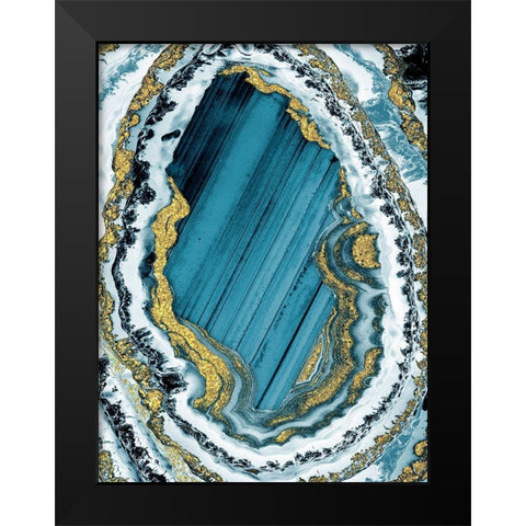 Golden Teal Geode 1 Black Modern Wood Framed Art Print by Prime, Marcus