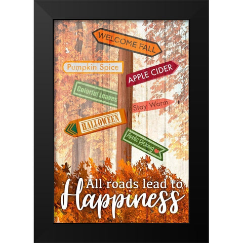Happiness Roads Black Modern Wood Framed Art Print by Prime, Marcus