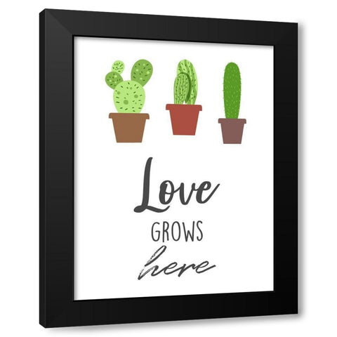 Love Grows Here Black Modern Wood Framed Art Print by Prime, Marcus