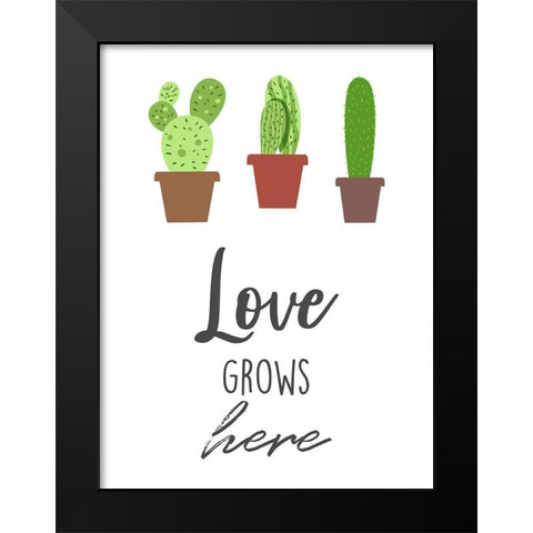 Love Grows Here Black Modern Wood Framed Art Print by Prime, Marcus