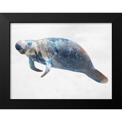 Swimming Manatee Black Modern Wood Framed Art Print by Prime, Marcus