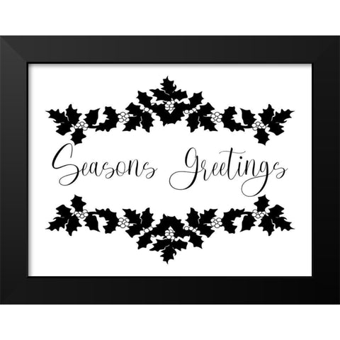 Seasons Greetings Holly Black Modern Wood Framed Art Print by Prime, Marcus