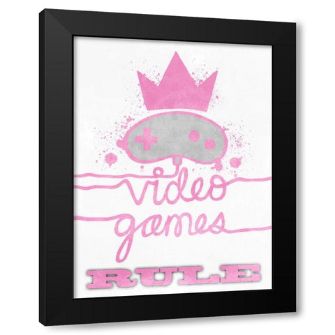 Girl Games Rule Black Modern Wood Framed Art Print with Double Matting by Prime, Marcus