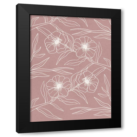 Floral Wallpaper Black Modern Wood Framed Art Print by Prime, Marcus
