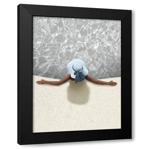 Relaxing By The Pool Black Modern Wood Framed Art Print by Prime, Marcus