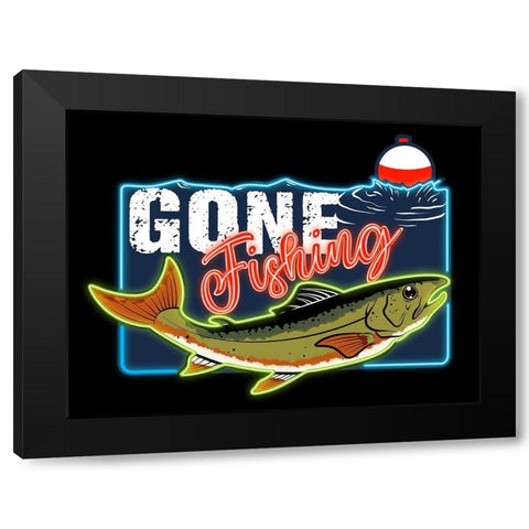 Gone Fishing Black Modern Wood Framed Art Print by Prime, Marcus