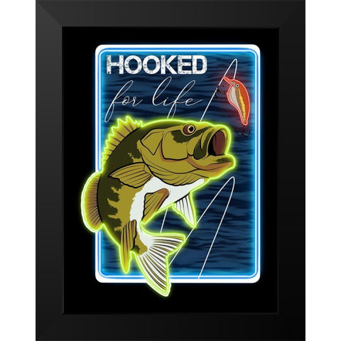 Hooked For Life Black Modern Wood Framed Art Print by Prime, Marcus