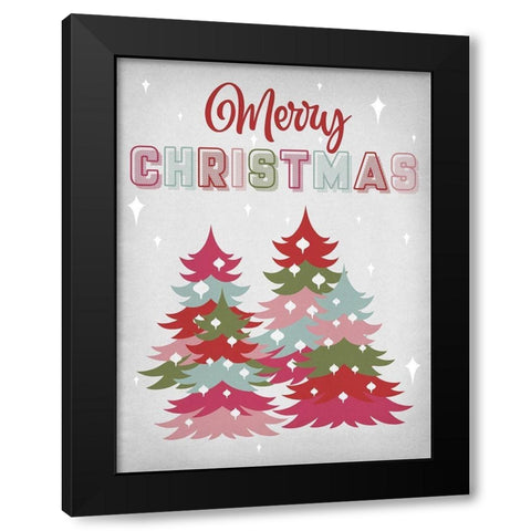 Merry Christmas Black Modern Wood Framed Art Print with Double Matting by Prime, Marcus
