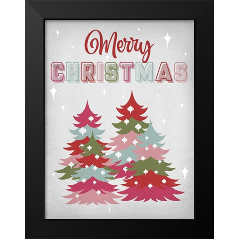 Merry Christmas Black Modern Wood Framed Art Print by Prime, Marcus