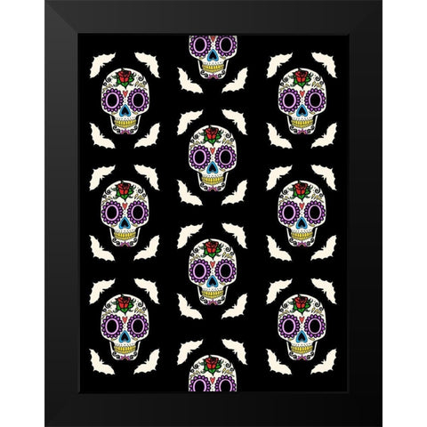 Calavera Walls Black Modern Wood Framed Art Print by Prime, Marcus