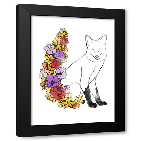 Flower Fox Black Modern Wood Framed Art Print by Prime, Marcus