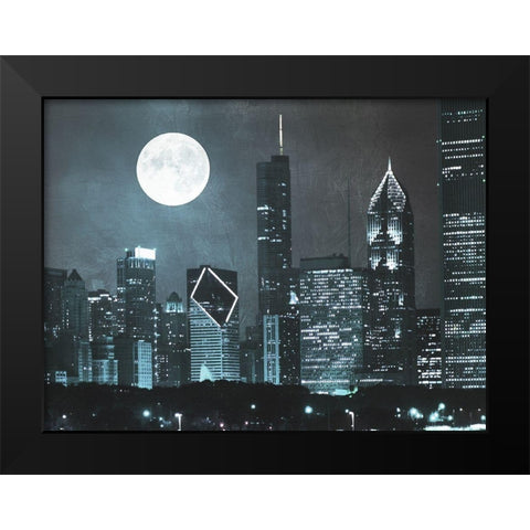 Moonlit Chicago 2 Black Modern Wood Framed Art Print by Prime, Marcus