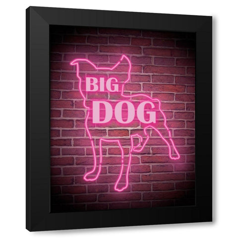 Neon Big Dog Black Modern Wood Framed Art Print with Double Matting by Prime, Marcus