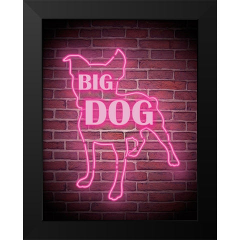 Neon Big Dog Black Modern Wood Framed Art Print by Prime, Marcus