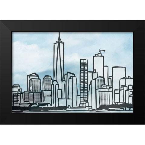 Illustrated New York Black Modern Wood Framed Art Print by Prime, Marcus