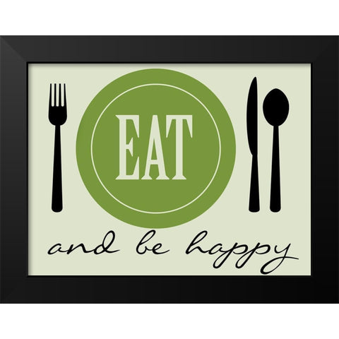 Happy Eating Black Modern Wood Framed Art Print by Prime, Marcus