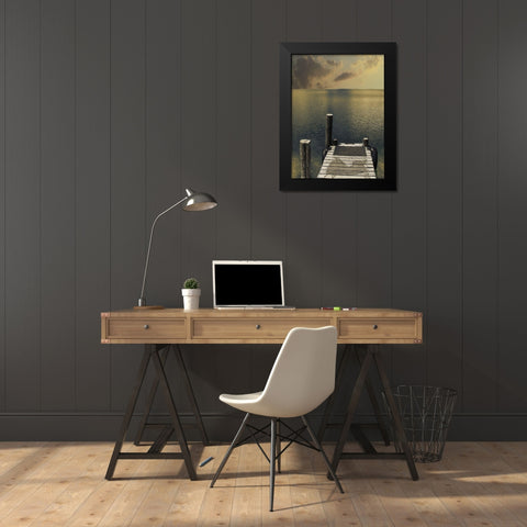 Sunset On The Dock Black Modern Wood Framed Art Print by Prime, Marcus