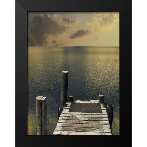 Sunset On The Dock Black Modern Wood Framed Art Print by Prime, Marcus