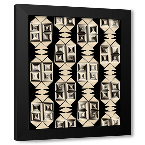 Bogolan Relaxation 1 Black Modern Wood Framed Art Print by Prime, Marcus