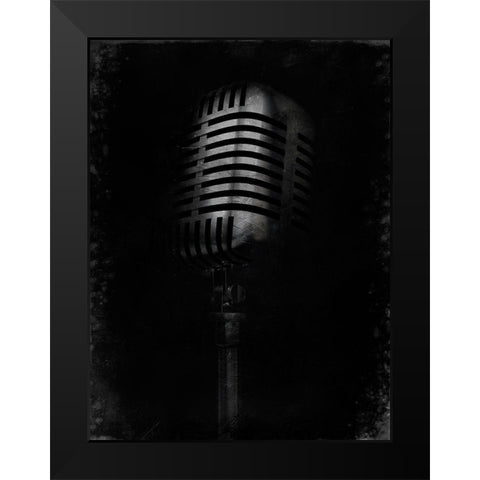 Mic Check 1 Black Modern Wood Framed Art Print by Prime, Marcus