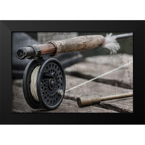 Fly Fishing Black Modern Wood Framed Art Print by Prime, Marcus