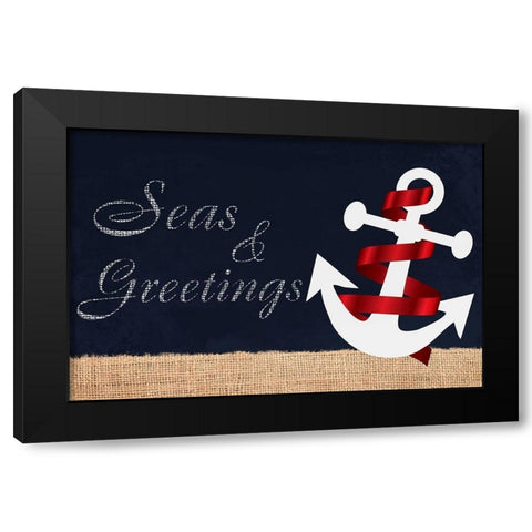 Seas N Greetings 1 Black Modern Wood Framed Art Print with Double Matting by Prime, Marcus