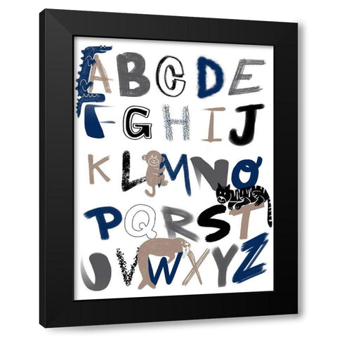 Critter Alphabet 1 Black Modern Wood Framed Art Print with Double Matting by Prime, Marcus