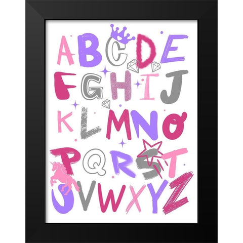 Princess Alphabet 1 Black Modern Wood Framed Art Print by Prime, Marcus