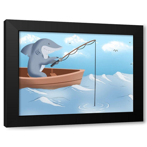 Gone Fishing Black Modern Wood Framed Art Print with Double Matting by Prime, Marcus