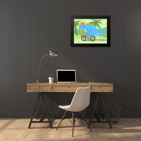 Riding Dino 1 Black Modern Wood Framed Art Print by Prime, Marcus