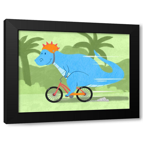 Riding Dino 1 Black Modern Wood Framed Art Print by Prime, Marcus