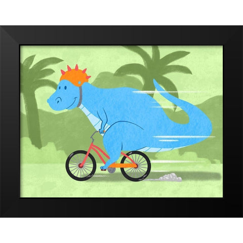 Riding Dino 1 Black Modern Wood Framed Art Print by Prime, Marcus