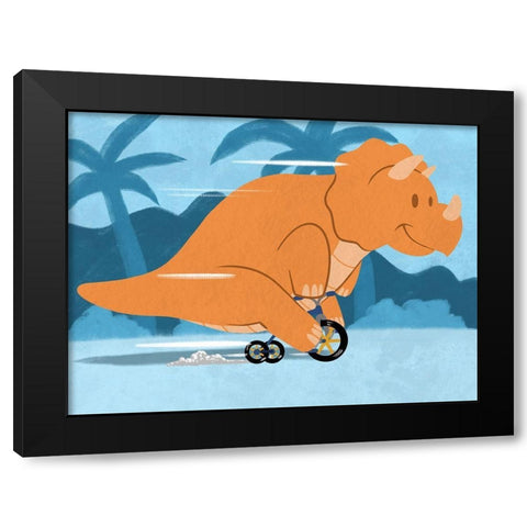 Riding Dino 2 Black Modern Wood Framed Art Print with Double Matting by Prime, Marcus