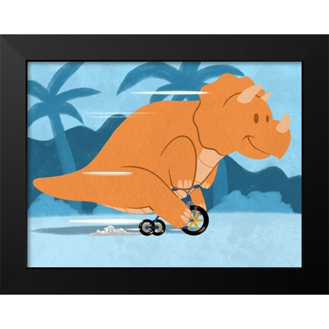 Riding Dino 2 Black Modern Wood Framed Art Print by Prime, Marcus