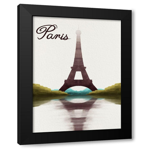 Watercolored Paris Black Modern Wood Framed Art Print with Double Matting by Prime, Marcus